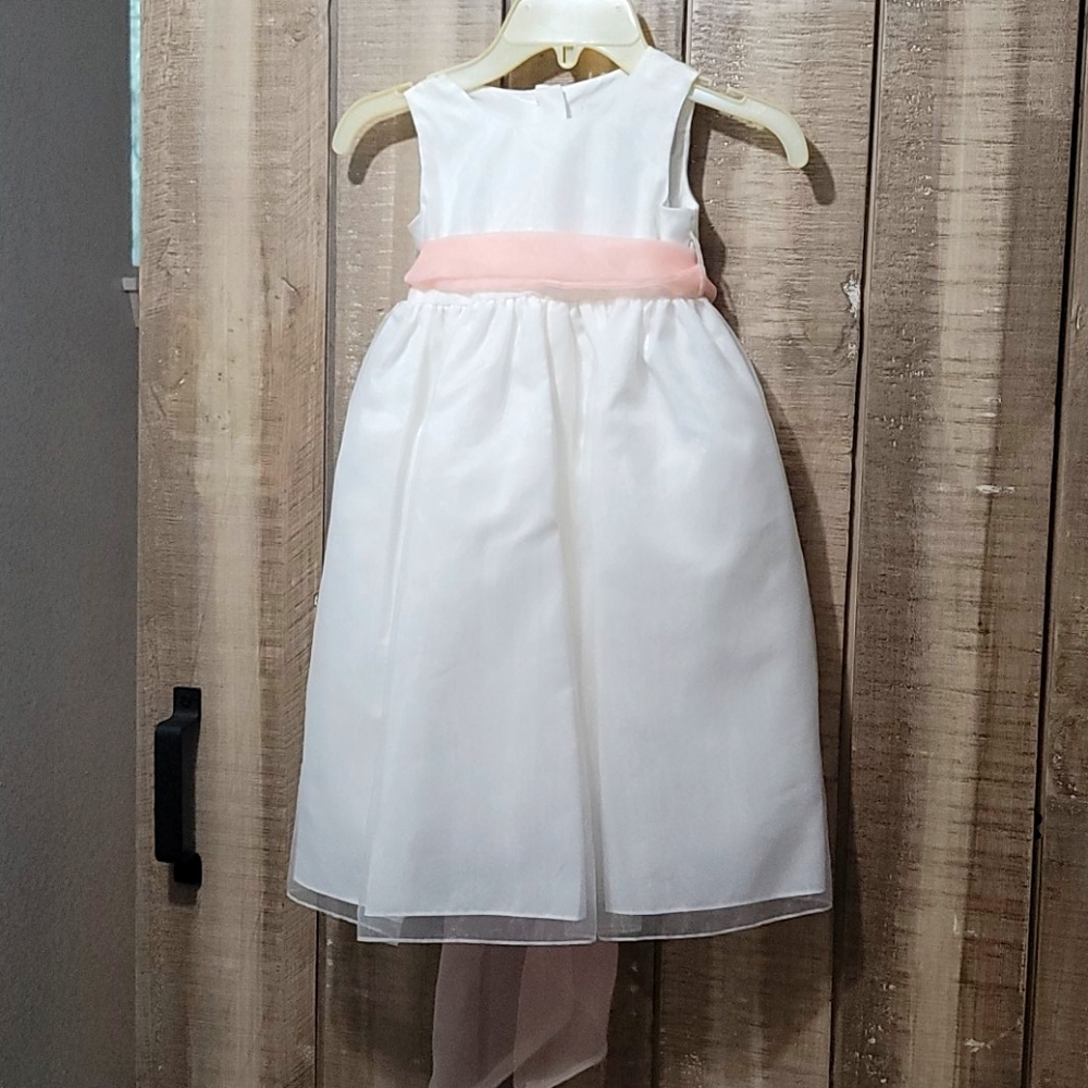 Flower girl/ first communion dress 3t ivory and pink, toddler dress